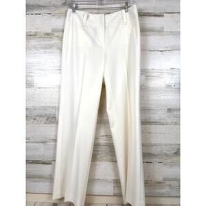 Atelier Collection Womens 6 White Flat Front Wide Belt Loop Dress Pants Trousers